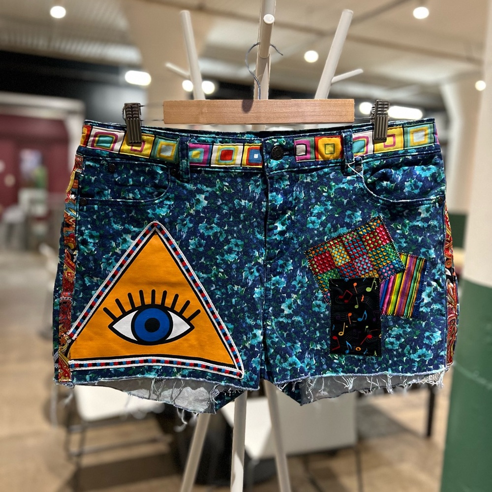 Idkhow Upcycled Custom Patchwork Collage Shorts 12 - image 1